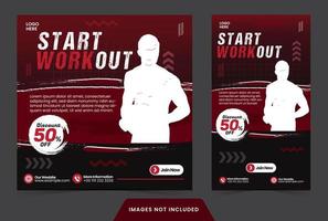 social media post feed and story template workout gym vector