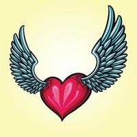 lindo corazón amor alas tatuaje ilustraciones