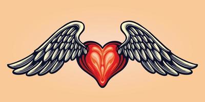 corazón, amor, vuelo, aislado, valentine, símbolo, ilustraciones vector