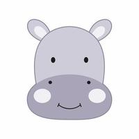 cara de hipopótamo al estilo de doodle. carácter vectorial para niños. vector
