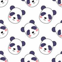 Cute panda face on white background. Seamless pattern for sewing clothes and printing on fabric. Wallpaper for wrapping paper and notebook covers. vector