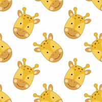 Seamless background with cute giraffe for printing on fabric and textiles. Wallpaper with a children's character in the cartoon style. vector