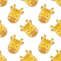 Seamless background with cute giraffe for printing on fabric and textiles. Wallpaper with a children's character in the cartoon style. vector