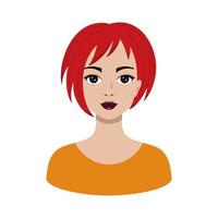 A beautiful woman with red hair and a fashionable hairstyle. Sexy girl with makeup. Portrait of a woman for an avatar. vector