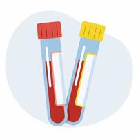 Laboratory test tube with  blood test. Vector illustration on topic of medical research.