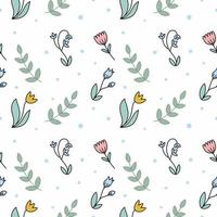 Delicate seamless pattern with flowers and plants. Endless pattern for printing on fabric and packaging paper. vector