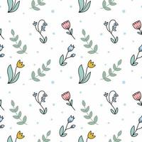 Delicate seamless pattern with flowers and plants. Endless pattern for printing on fabric and packaging paper. vector