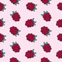 Seamless pink pattern with raspberry berry. Endless background for printing on fabric and packaging paper. vector