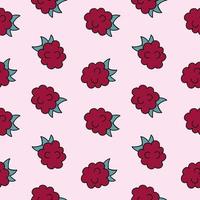 Seamless pink pattern with raspberry berry. Endless background for printing on fabric and packaging paper. vector