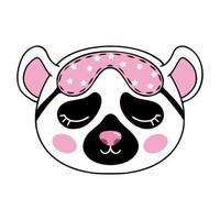 Cute lemur in  sleep mask. Vector illustration with animals in  doodle style.