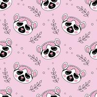 Seamless pattern with cute lemur. Wallpaper for printing on fabric, clothing, and packaging paper. Pink background for girls. vector