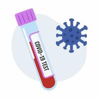 Test tube for testing blood for antibodies to Covid-19 coronavirus. Sample for laboratory testing.