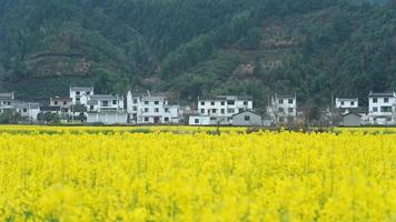 The  beautiful and old traditional Chinese village view with the mountains around it located in the countryside of the southern China photo