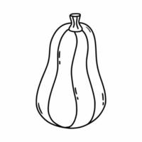 Drawing  pumpkin in doodle style. Coloring book with vegetables for children. Linear vector illustration.