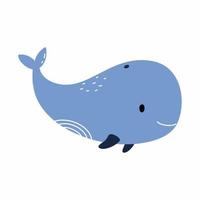 lindo estilo indoodle de ballena azul. ilustración vectorial para bebé. libro infantil. elemento para imprimir en camiseta. vector