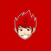 Anime style boy head smile vector