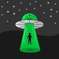 ufo Alien invasion human flat design vector