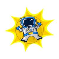 astronauta de divertidos dibujos animados sobre el diseño del logotipo del planeta