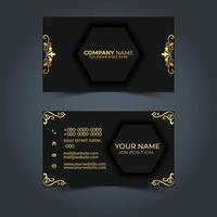 Luxury and elegant black gold business cards template on black background. Fashion brand identity. Vector illustration