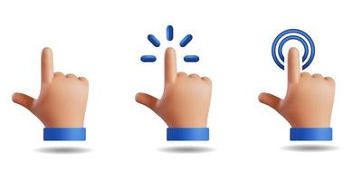 3d icon vector illustration - Touch or click icon stock vector design. 3d hand pointing icon. Eps 10