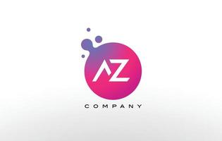 Diseño de logotipo de puntos de letra az con burbujas de moda creativas. vector