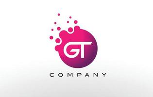 Diseño de logotipo GT carta puntos con burbujas de moda creativas. vector