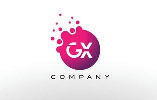 Diseño de logotipo de puntos de letra gx con burbujas de moda creativas. vector