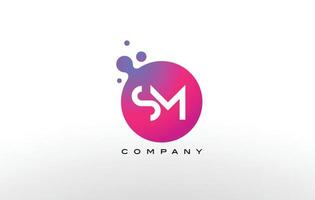 Diseño de logotipo de puntos de letra SM con burbujas de moda creativas. vector