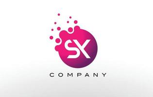 Diseño de logotipo de puntos de letra sx con burbujas de moda creativas. vector