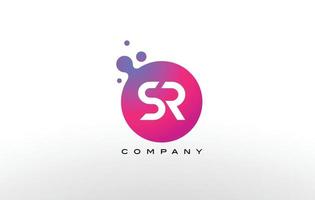 Diseño de logotipo sr letra puntos con burbujas creativas de moda. vector