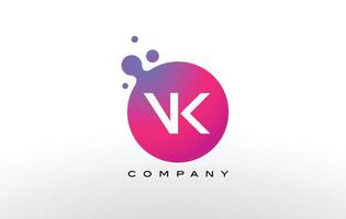 Diseño de logotipo de puntos de letra vk con burbujas de moda creativas. vector