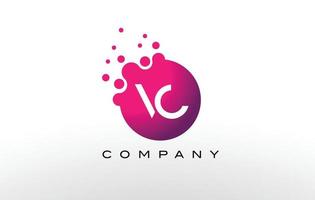 VC Letter Dots Logo Design with Creative Trendy Bubbles. vector