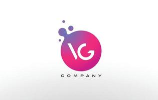 Diseño de logotipo de puntos de letra vg con burbujas de moda creativas. vector