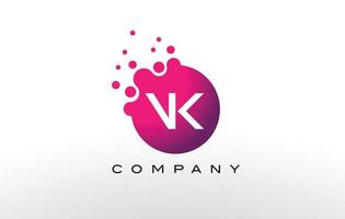 Diseño de logotipo de puntos de letra vk con burbujas de moda creativas. vector