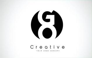 GO Letter Logo Design inside a Black Circle vector