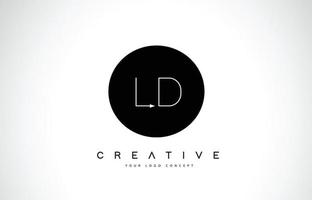 Diseño de logotipo ld ld con vector de letra de texto creativo en blanco y negro.