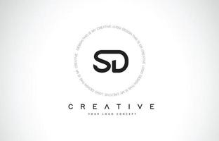 SD S D Logo Design with Black and White Creative Text Letter Vector. vector