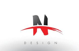 N Brush Logo Letters with Red and Black Swoosh Brush Front vector