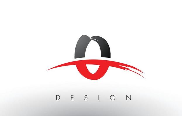 O Brush Logo Letters with Red and Black Swoosh Brush Front