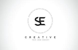 SE S E Logo Design with Black and White Creative Text Letter Vector. vector