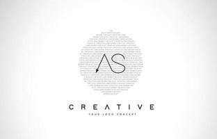 AS A S Logo Design with Black and White Creative Text Letter Vector. vector