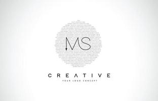 MS M S Logo Design with Black and White Creative Text Letter Vector. vector