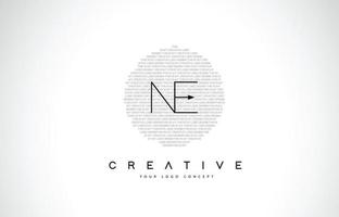 NE N E Logo Design with Black and White Creative Text Letter Vector. vector