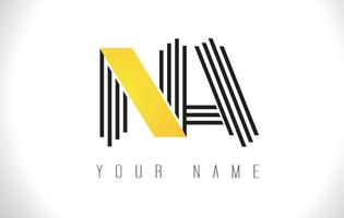 NA Black Lines Letter Logo. Creative Line Letters Vector Template.