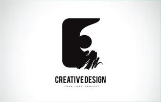 E Letter Logo Design Brush Paint Stroke. Artistic Black Paintbrush Stroke. vector