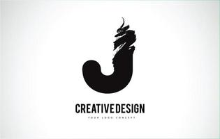 J Letter Logo Design Brush Paint Stroke. Artistic Black Paintbrush Stroke. vector