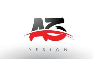 AZ A Z Brush Logo Letters with Red and Black Swoosh Brush Front vector