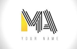 MA Black Lines Letter Logo. Creative Line Letters Vector Template.