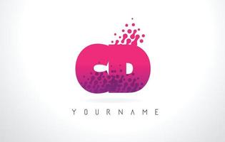 CD C D Letter Logo with Pink Purple Color and Particles Dots Design. vector