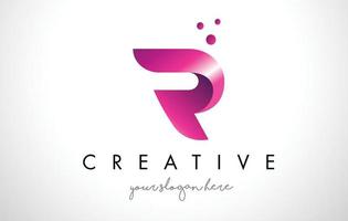 R Letter Logo Design with Purple Colors and Dots vector